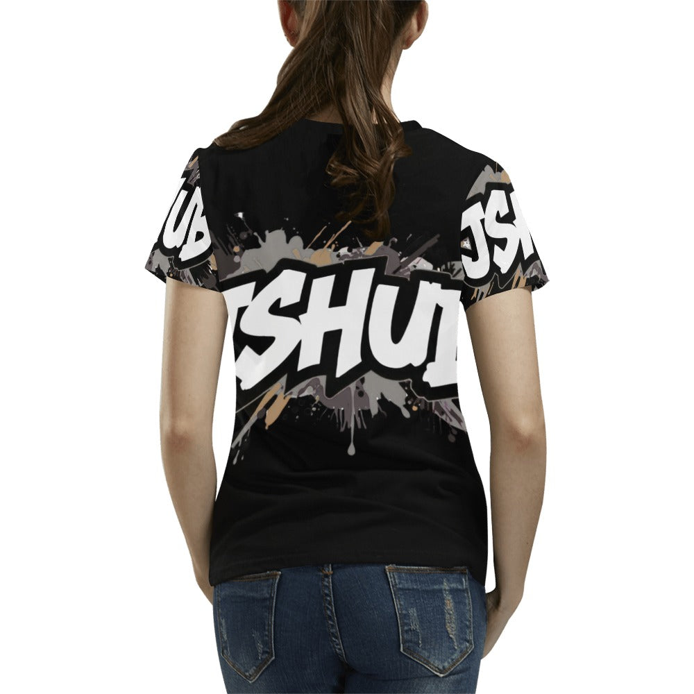 T-shirt Donna JSHub Urban Streetwear Graffiti Monochrome – Stampa All-Over