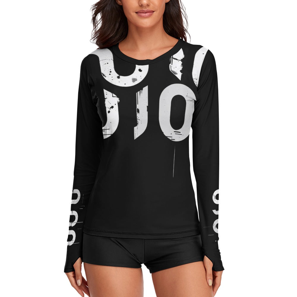 T-shirt Donna Aderente Manica Lunga “Concrete Echoes Icon” – Black Edition