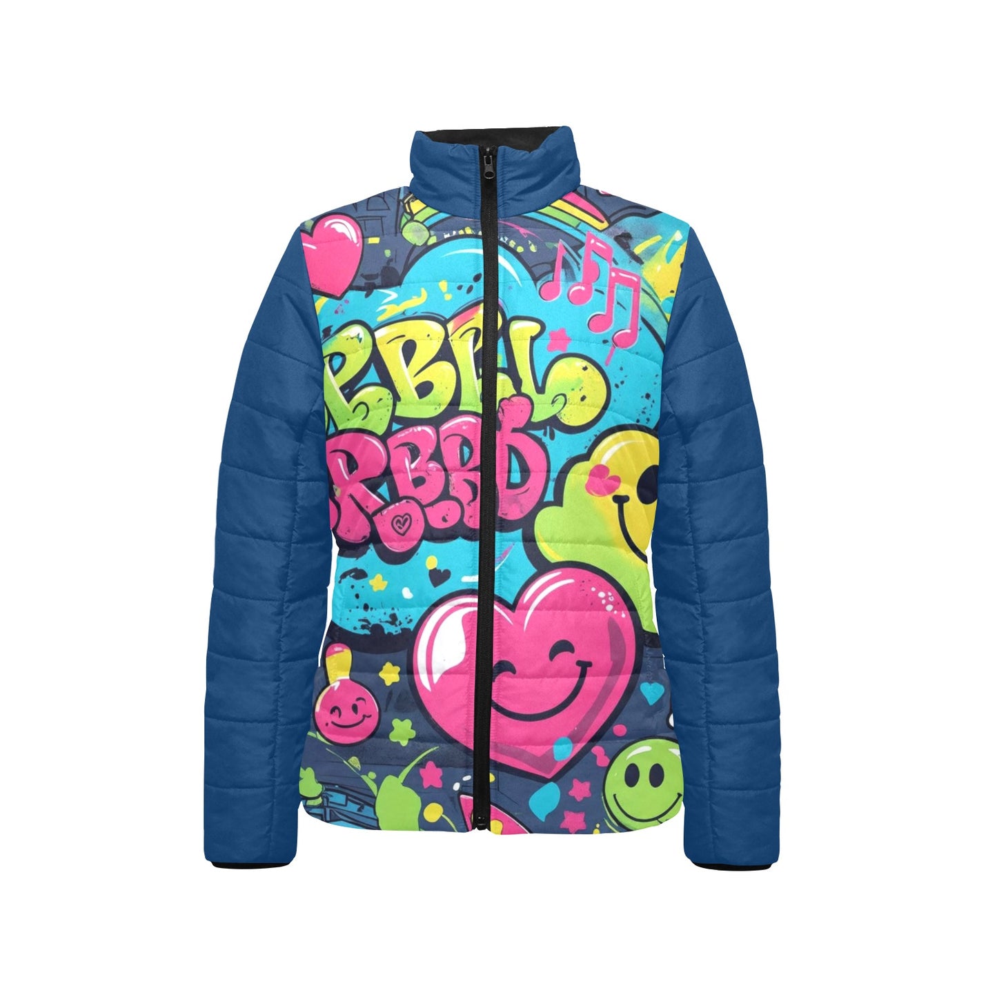 Giacca imbottita donna Viber City “Emotion Happiness” colletto rialzato multicolor