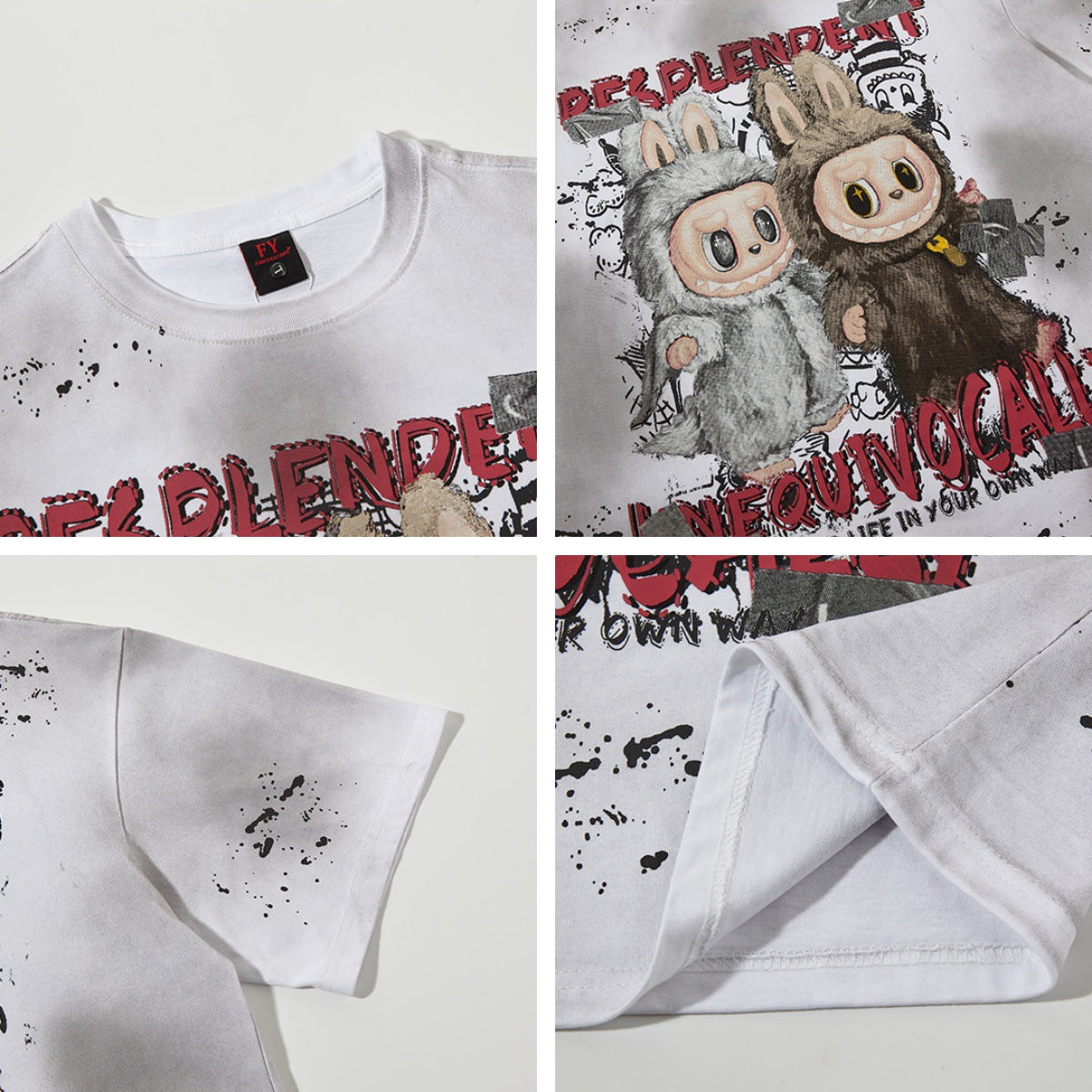 T-shirt Cartoon Letter Spray