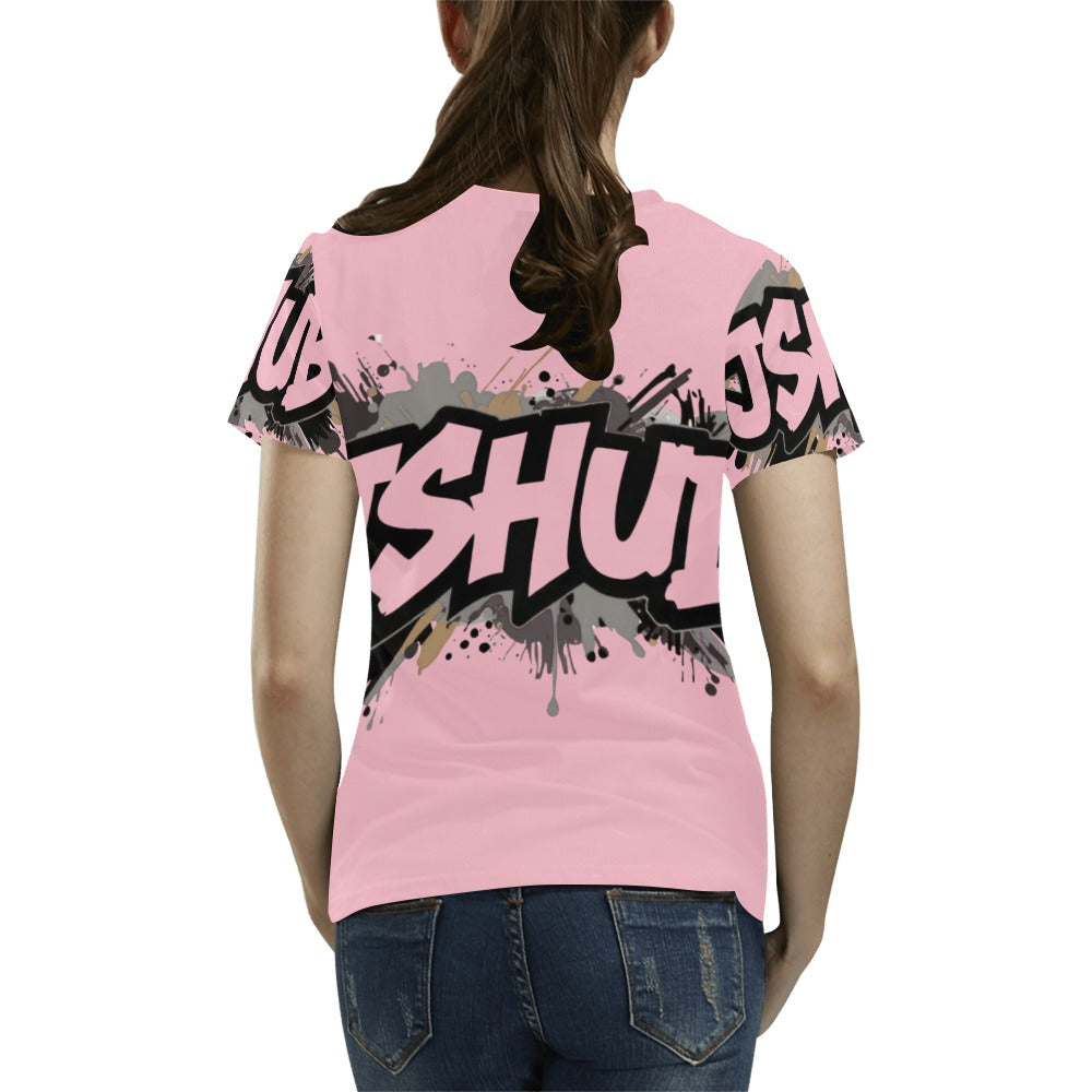 T-shirt Donna JSHub Urban Streetwear Graffiti Monochrome – Stampa All-Over