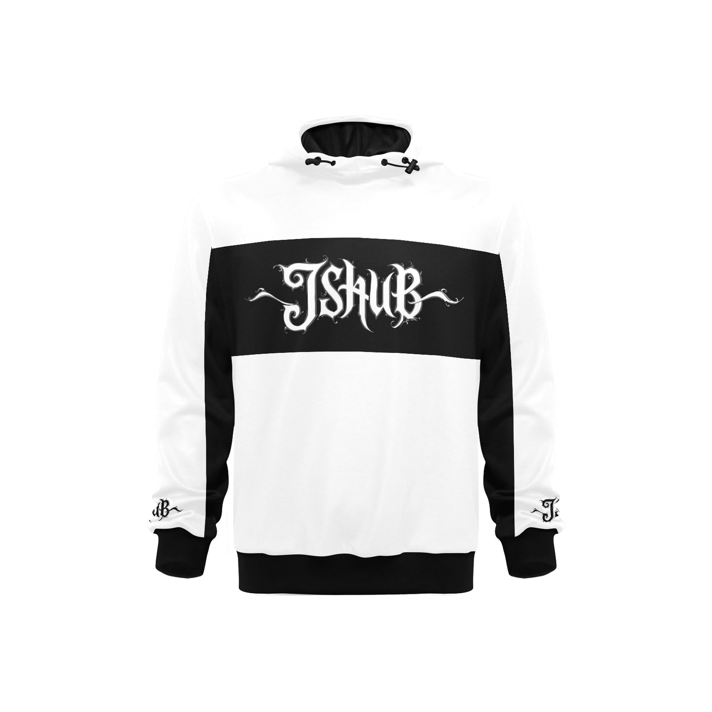 Felpa Uomo JSHUB White Signature sfondo nero logo centrale Collezione Monocolore