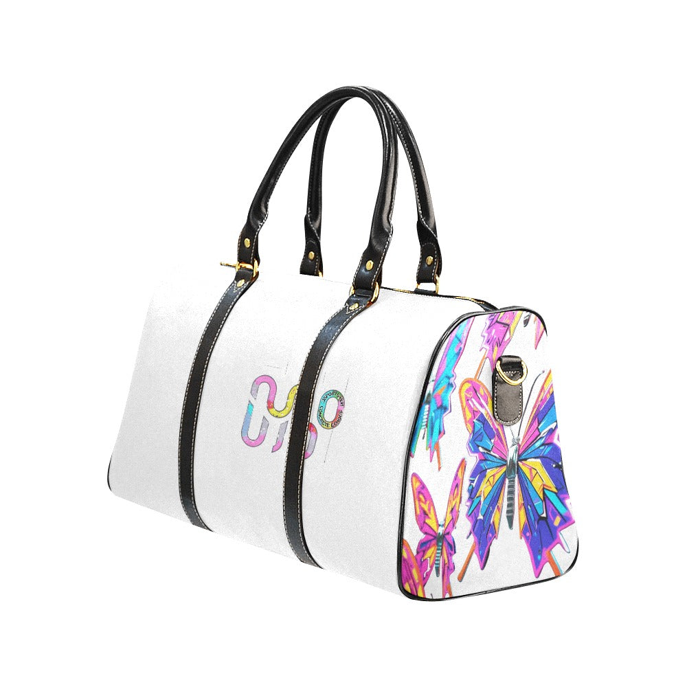 Borsa da viaggio “Wing of Noise” – Farfalle 3D e logo Concrete Echoes multicolor