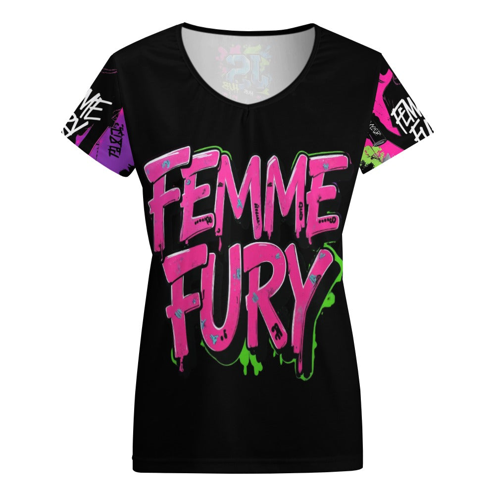 T-shirt donna FEMME FURY - Minimal graffiti lettering