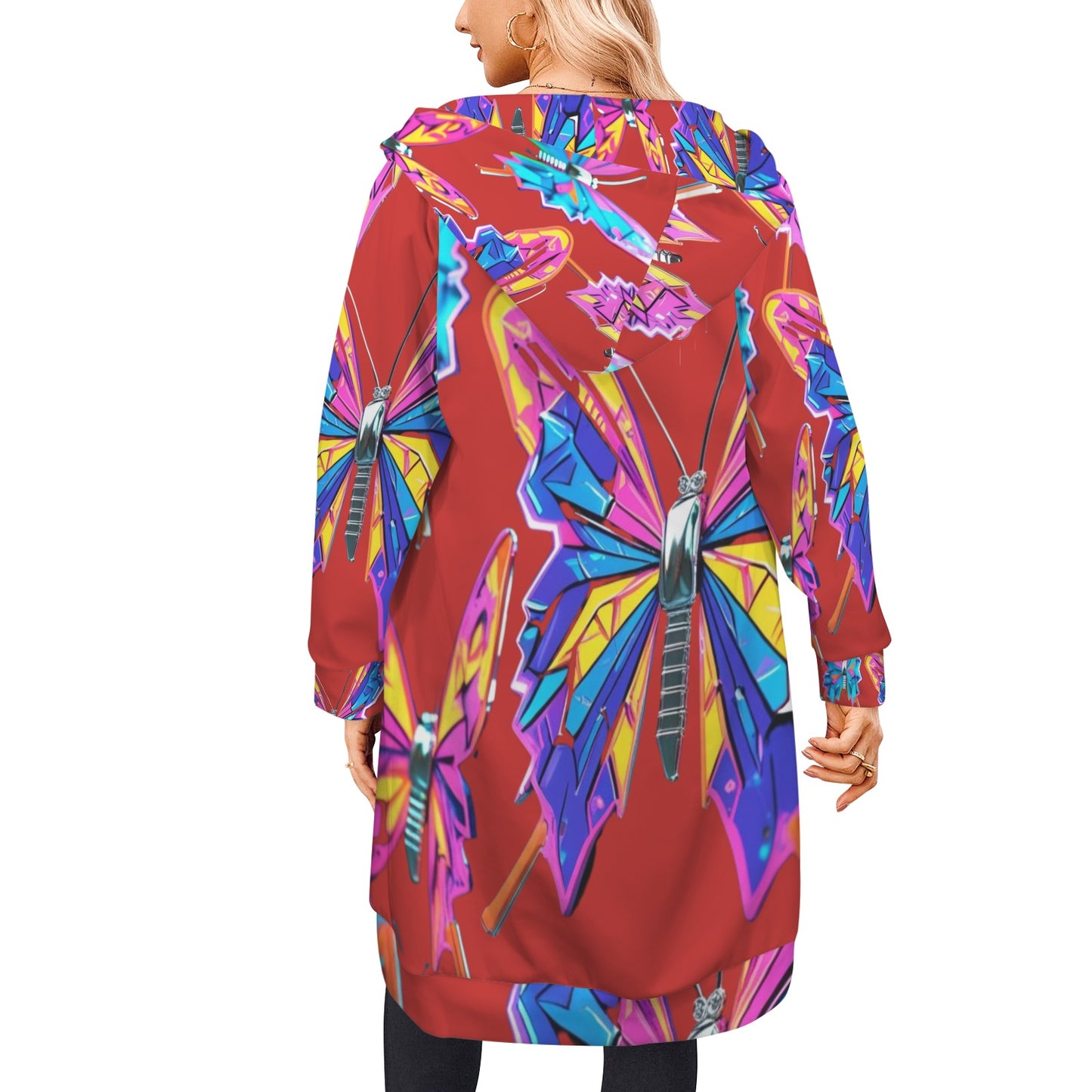 Giacca felpa donna con cappuccio e zip Wings of Noise stampa all-over – 10 varianti colore