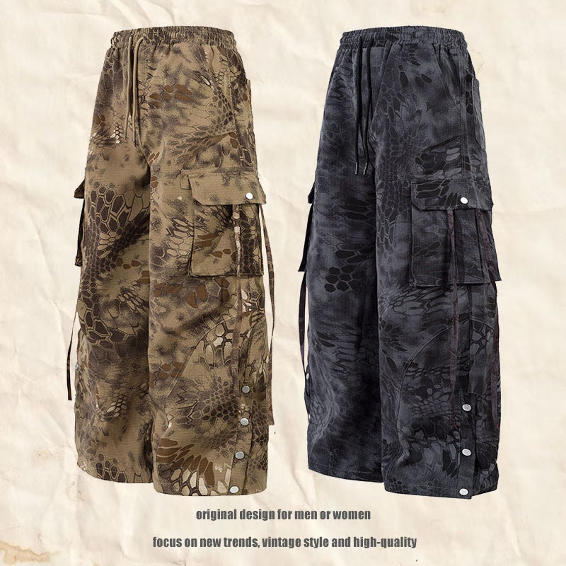 Pantaloni Cargo Camouflage Loose Fit
