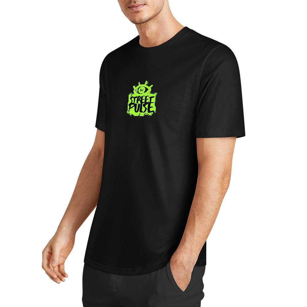 T-shirt uomo “JS Street Pulse” – Nera con logo verde lime