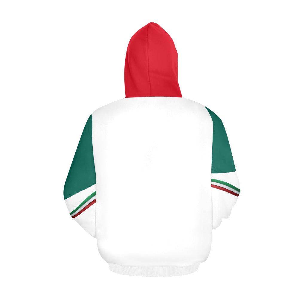 Felpa Italy Uomo Bianca Cappuccio JSHUB Tricolore Winter Nation 2026 Streetwear