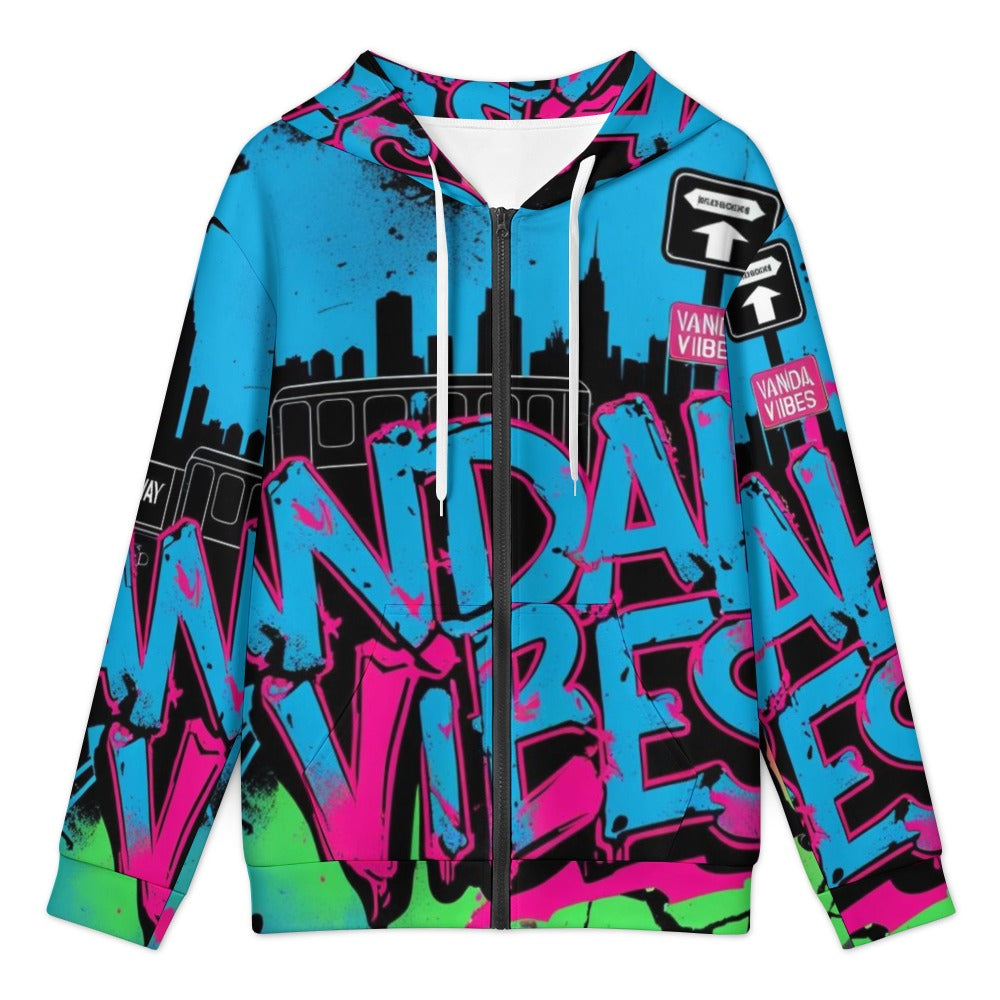 Felpa Vandal Shield con zip e cappuccio – Urban Oversize Uomo