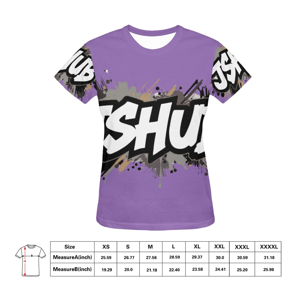 T-shirt Donna JSHub Urban Streetwear Graffiti Monochrome – Stampa All-Over