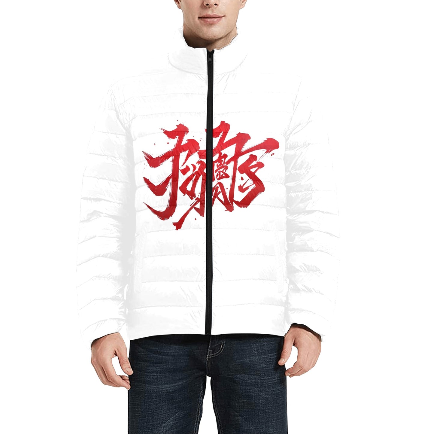 Giacca Bomber Uomo Collezione JSports Mono H18 White-Red JSHUB – Base Bianca Stampa Rossa Centrale