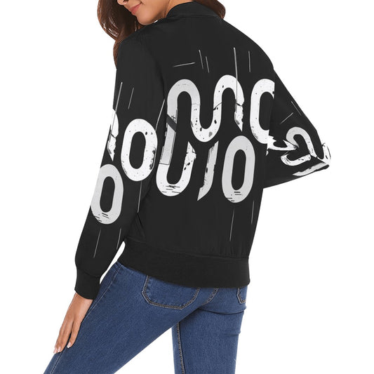 Bomber donna Concrete Echoes Urban Static nero logo all-over streetwear
