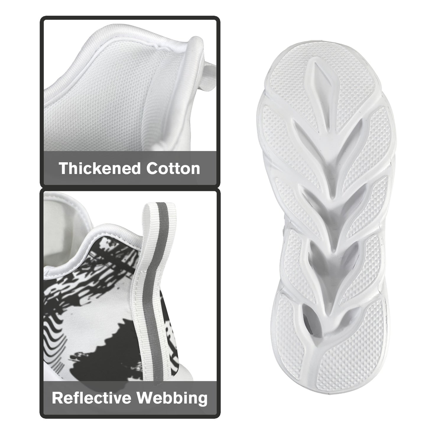 Sneakers Donna JSHUB LunaFlow Ink Motion – Design Astratto Bianco e Nero, Leggere e Traspiranti con Suola EVA