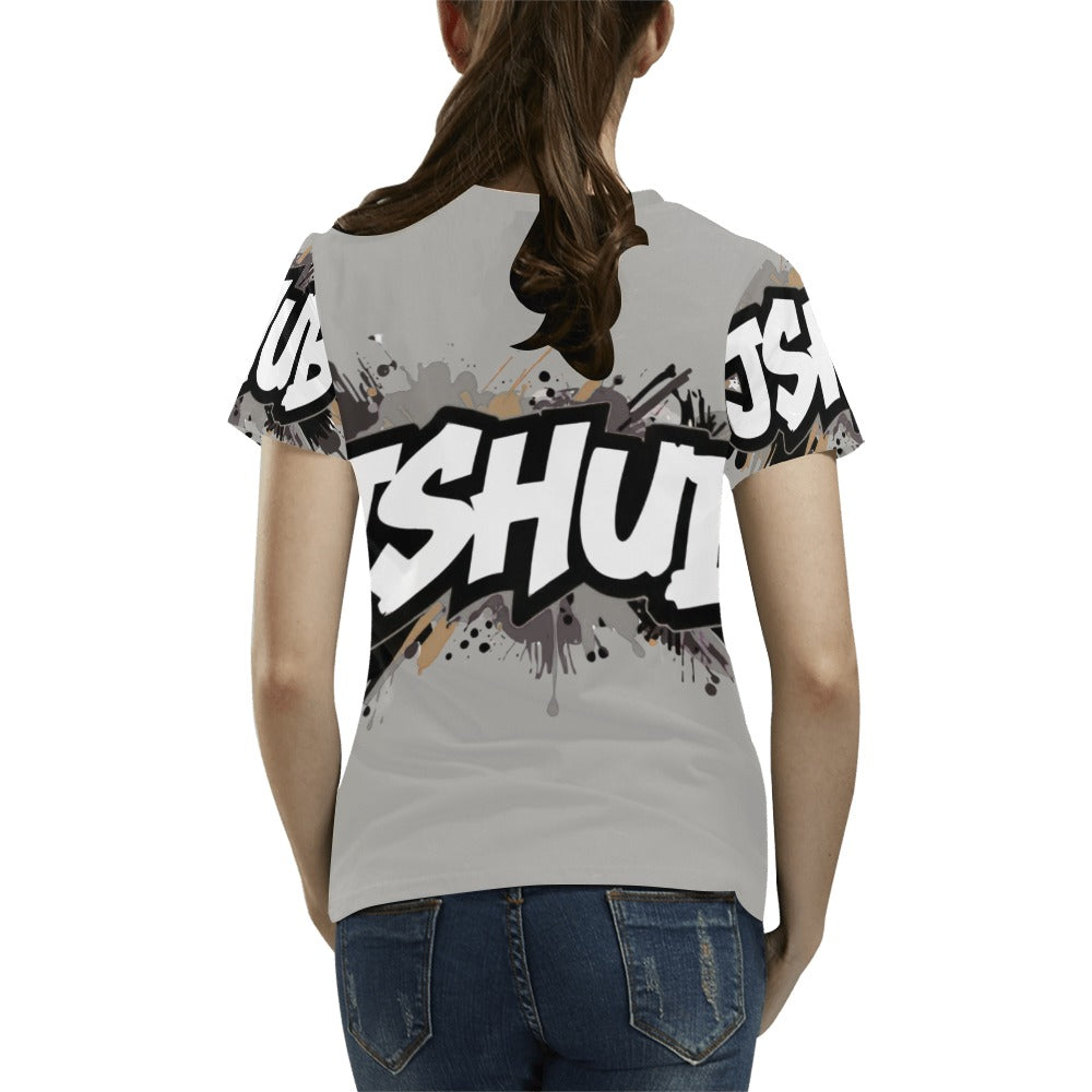 T-shirt Donna JSHub Urban Streetwear Graffiti Monochrome – Stampa All-Over