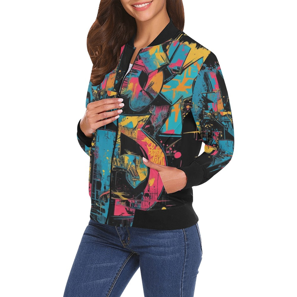 Bomber donna Concrete Echoes “Visual Riot” stampa all over streetwear