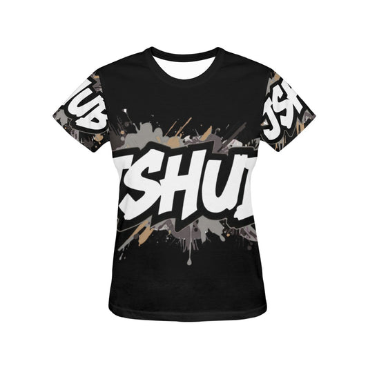 T-shirt Donna JSHub Urban Streetwear Graffiti Monochrome – Stampa All-Over