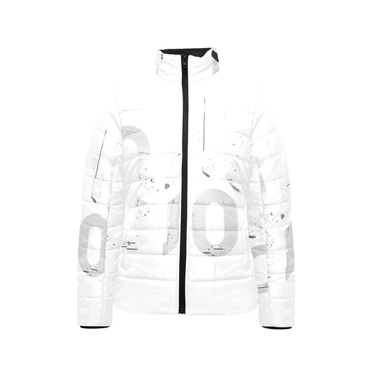 Giacca imbottita donna bianca Concrete Echoes “Urban Static” colletto rialzato