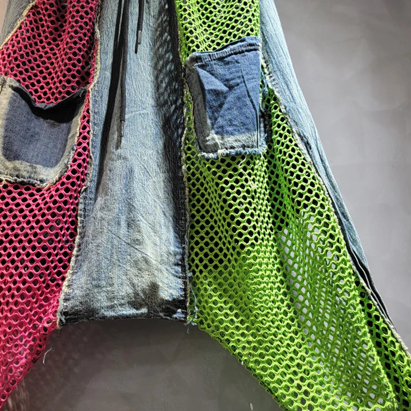 Tuta Street Patchwork Contrast Denim Set