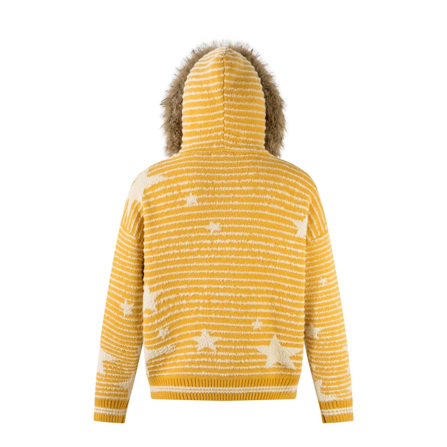 Giacca Uomo Maglia Streetwear con Cappuccio Pelliccia Righe