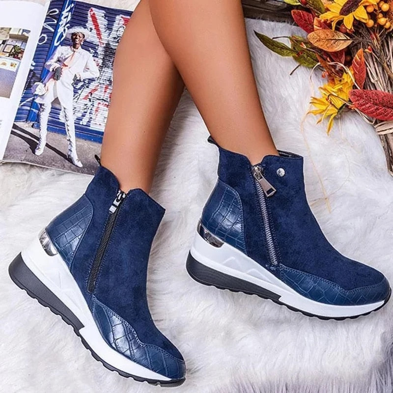 Gravity Zip – Chunky High Top Wedge Sneakers