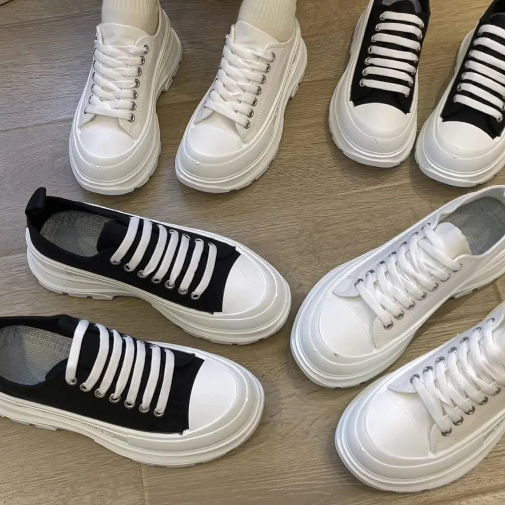 Sneakers Platform Lace Up Punta Tonda
