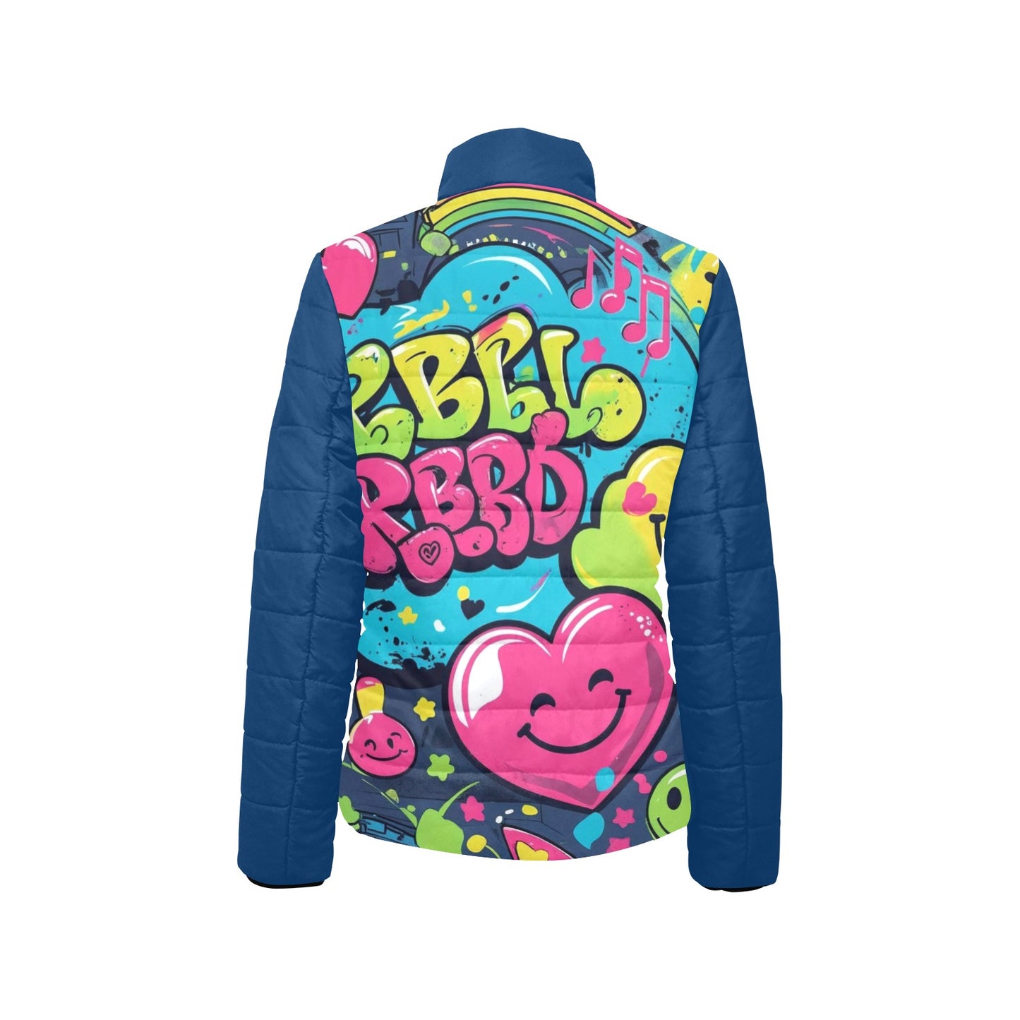 Giacca imbottita donna Viber City “Emotion Happiness” colletto rialzato multicolor
