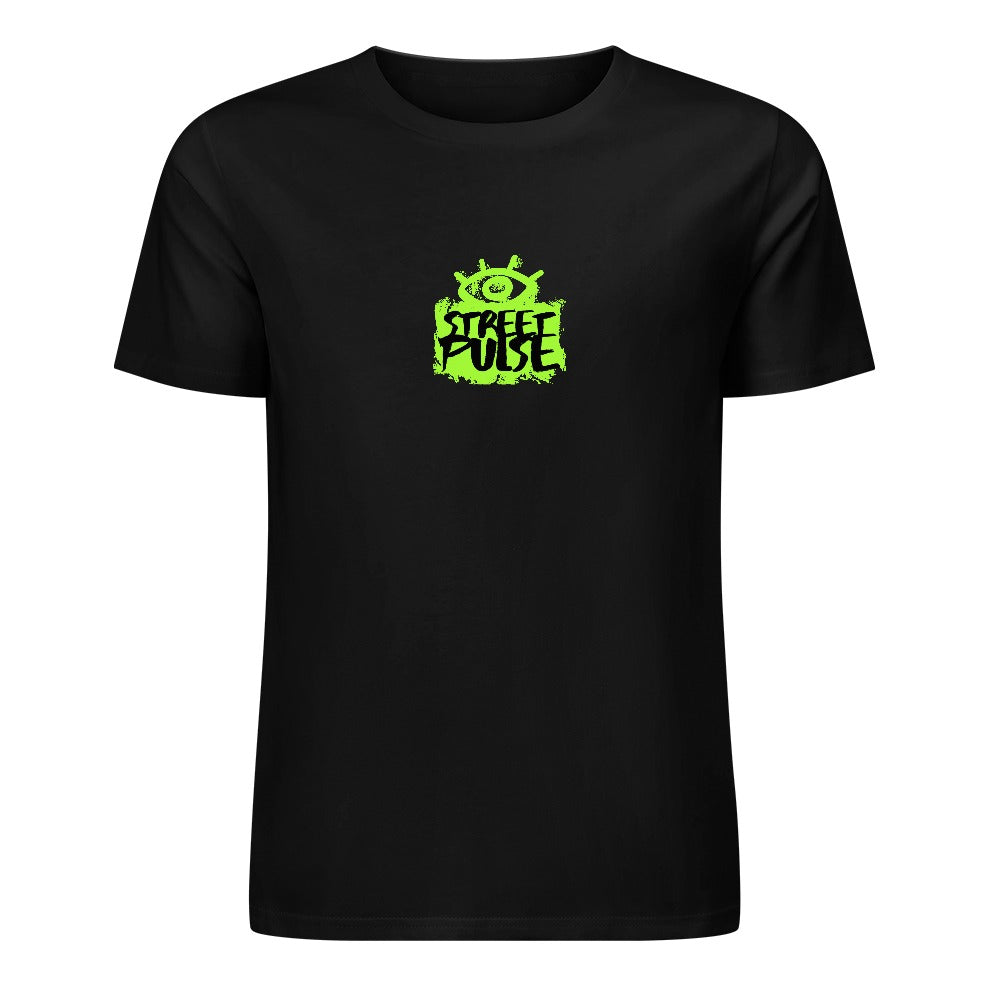 T-shirt uomo “JS Street Pulse” – Nera con logo verde lime