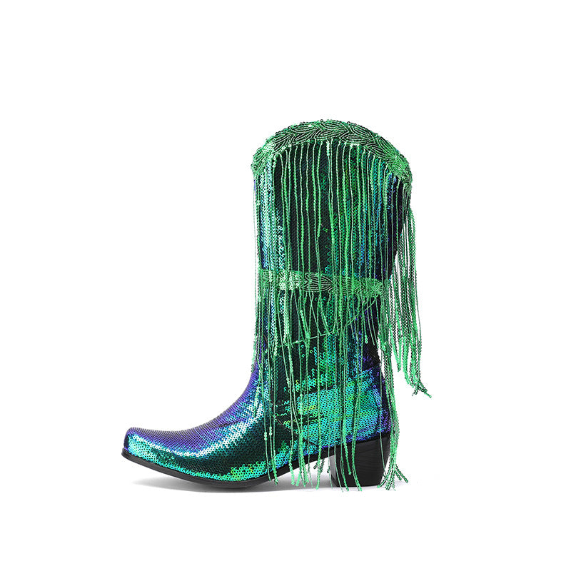 Stivali Bling Fringe Cowboy
