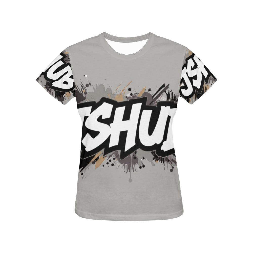 T-shirt Donna JSHub Urban Streetwear Graffiti Monochrome – Stampa All-Over