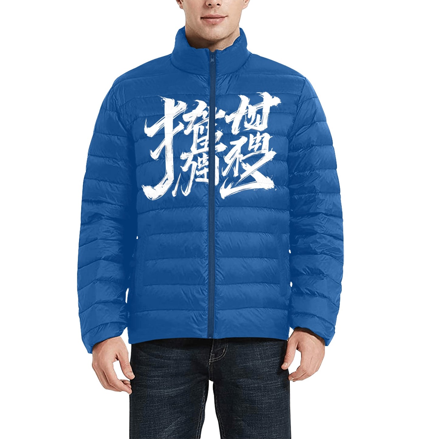Giacca Bomber Uomo Collezione JSports K25 Midnight Wave JSHUB – Base Blu Scuro con Stampa Bianca Centrale