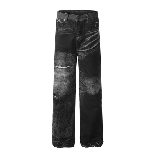 Jeans Uomo Punk Shadow Straight Fit Neri Denim