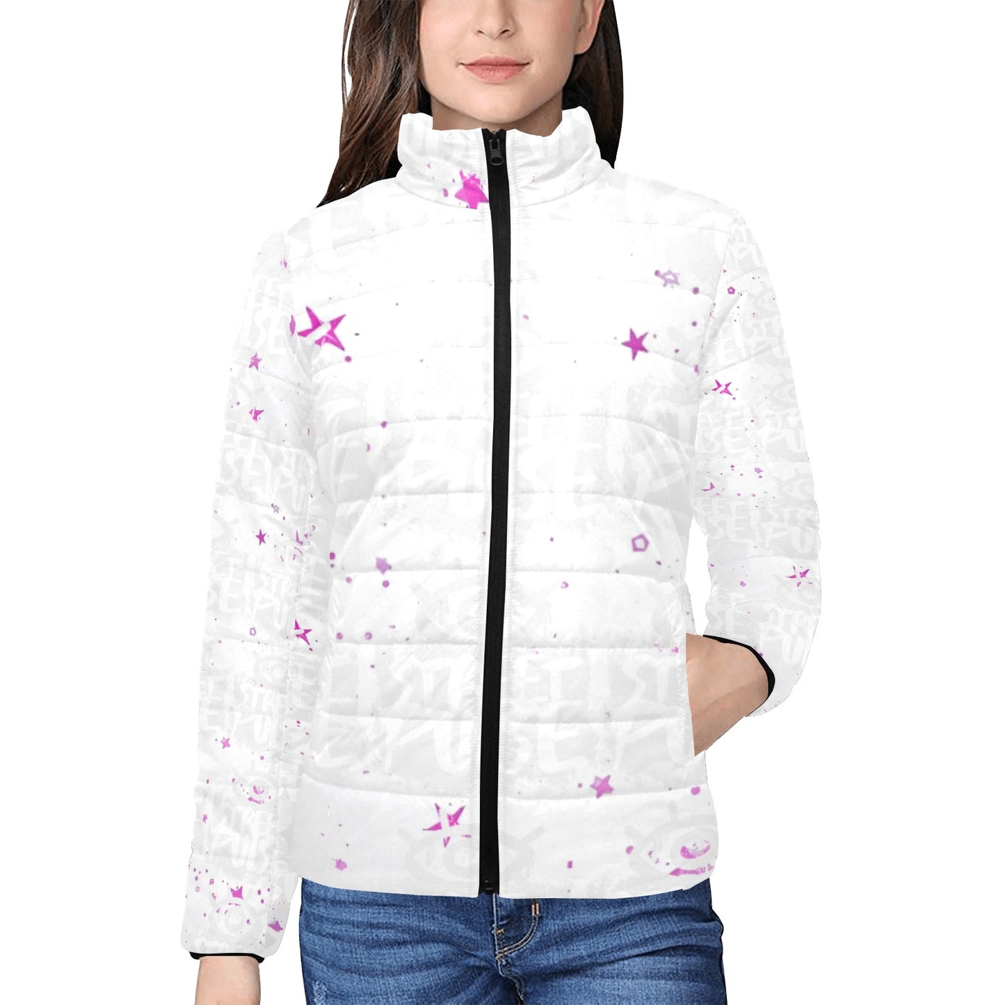 Giacca imbottita donna JS Street Pulse bianca colletto rialzato