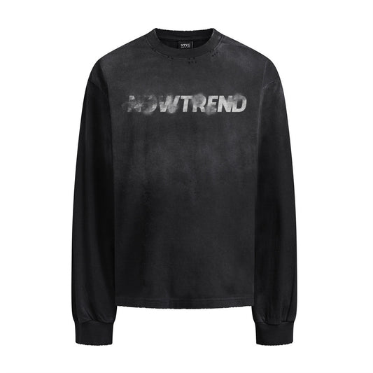 T Shirt Uomo Streetwear Manica Lunga Loose Fit con Stampa Lettere