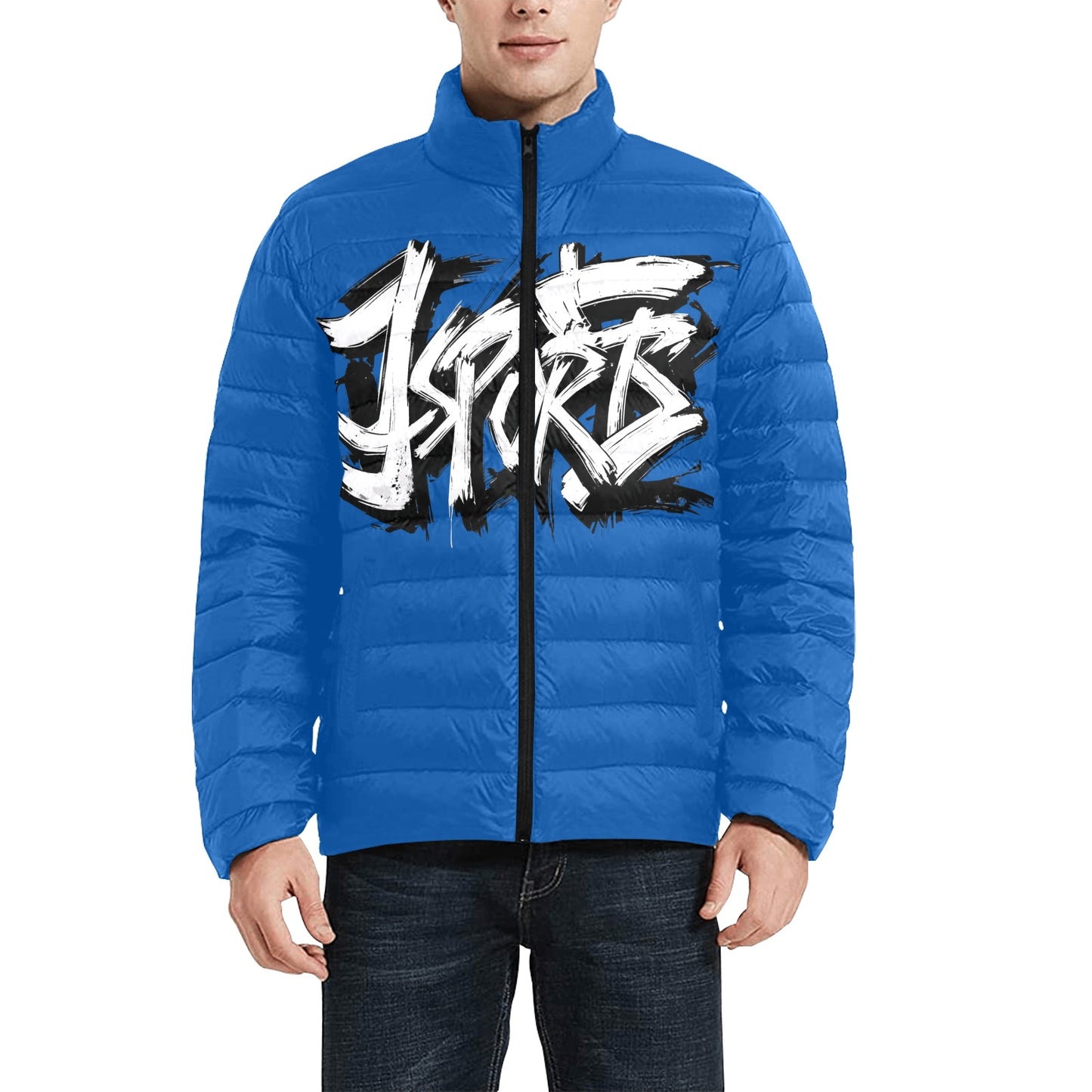 Giacca Bomber Uomo Collezione JSports K20 Sapphire Glow JSHUB – Base Blu Stampa Bianca Centrale