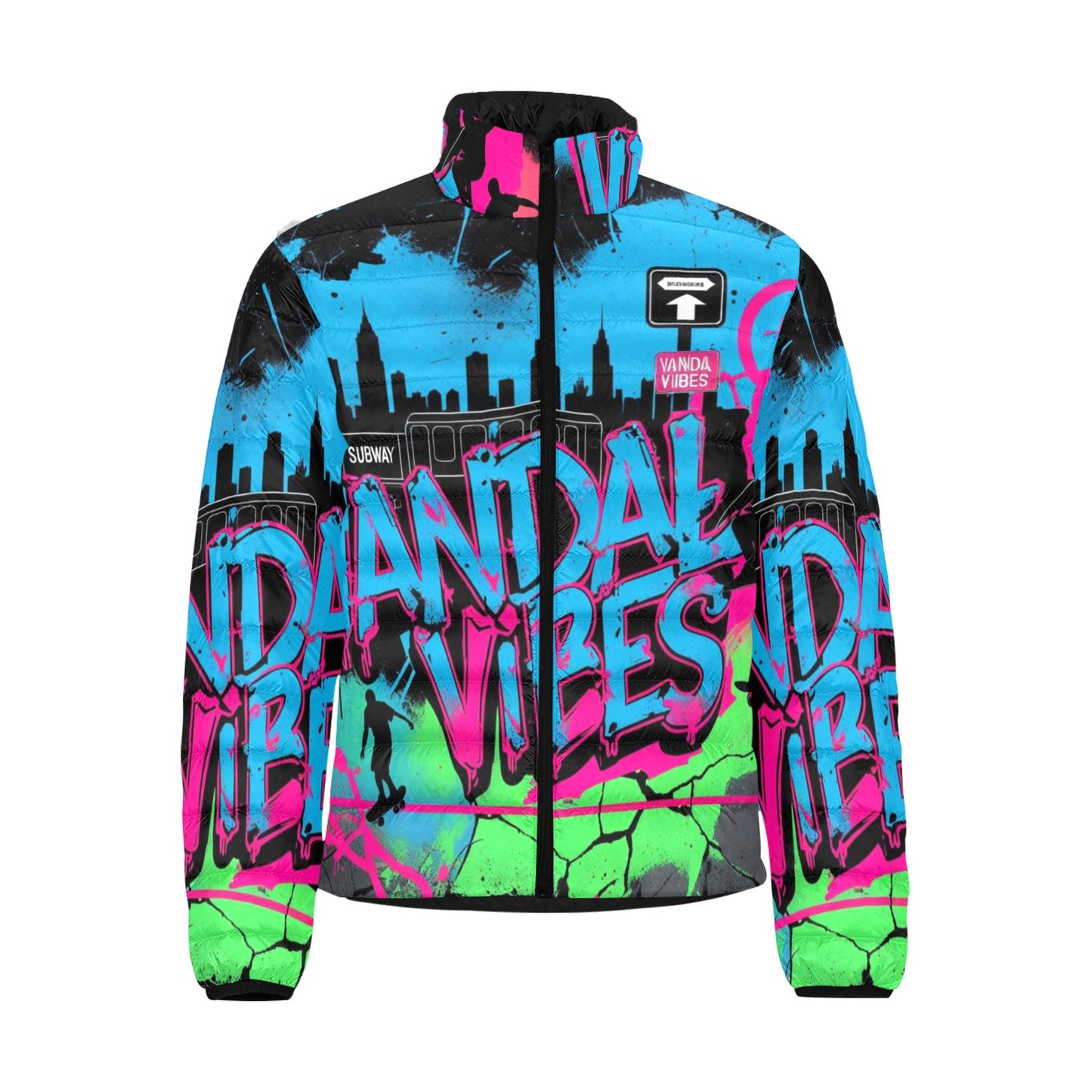 Giacca Bomber Uomo Collezione Vandal Vibes JSHUB – Base nera Stampa All Over