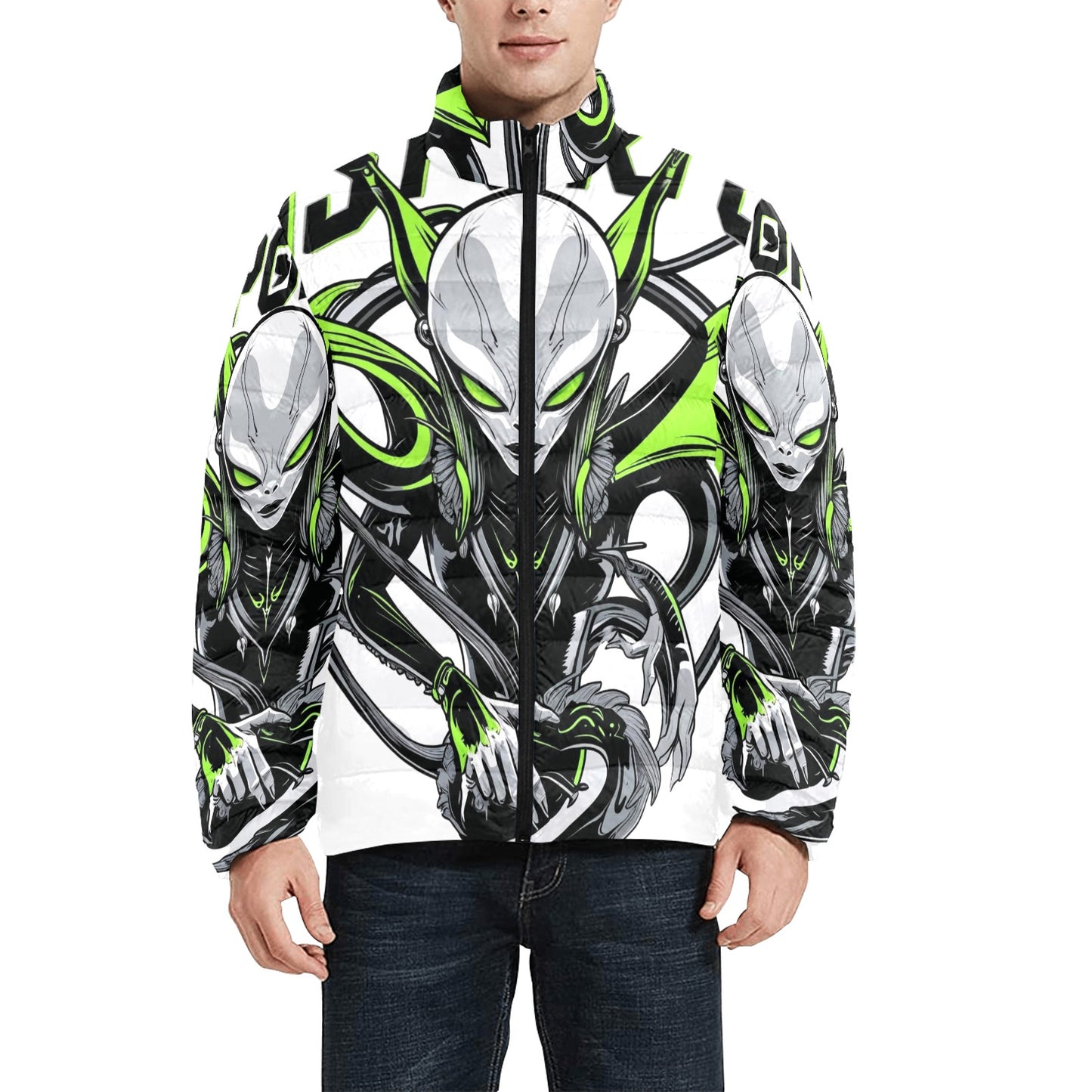 Giacca Bomber Uomo Collezione Xenoflare JSHUB – Base Bianca Stampa All Over