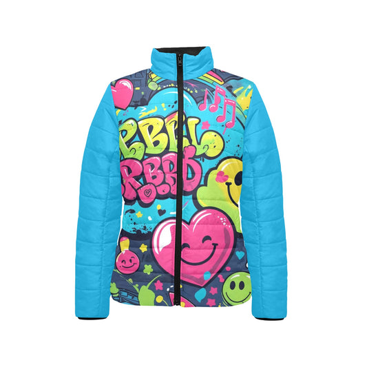 Giacca imbottita donna Viber City “Emotion Happiness” colletto rialzato multicolor