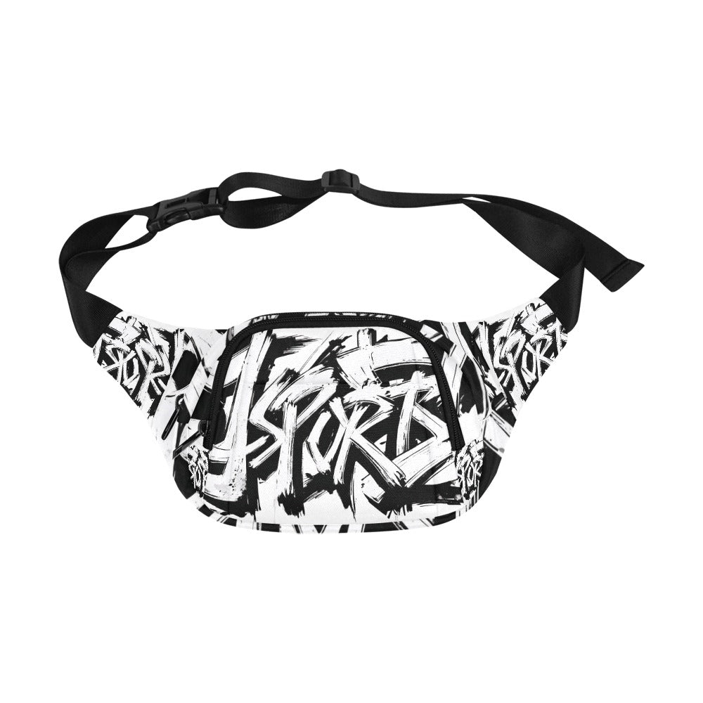 Marsupio unisex “Momo JSPORTS” – Fondo bianco con scritta JSPORTS all-over