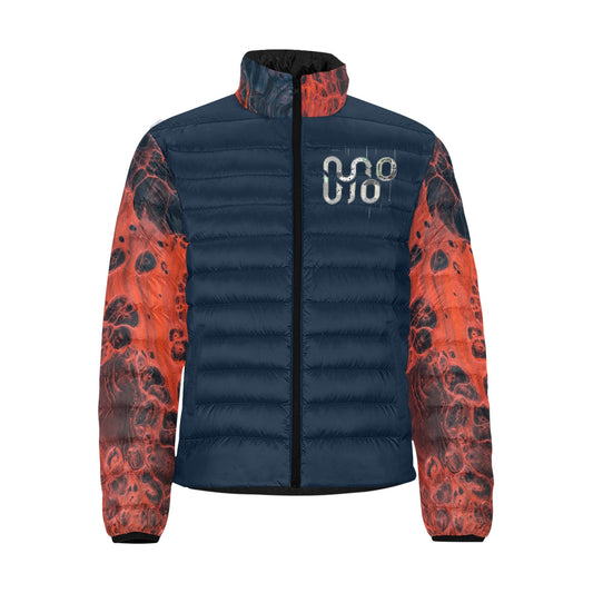 Giacca Bomber Uomo Collezione Concrete Echoes JSHUB – Base Blu Maniche Lava Vulcanica