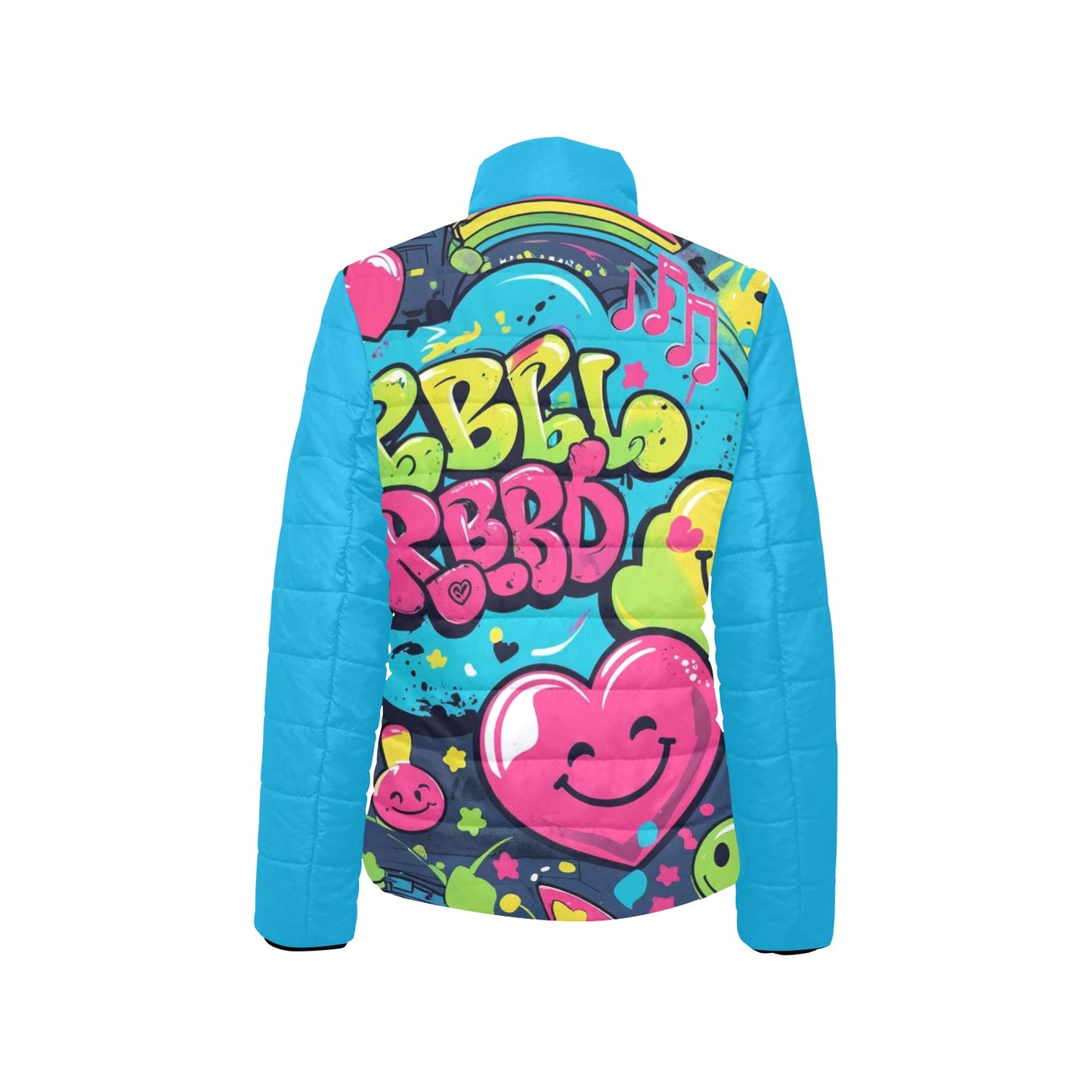 Giacca imbottita donna Viber City “Emotion Happiness” colletto rialzato multicolor