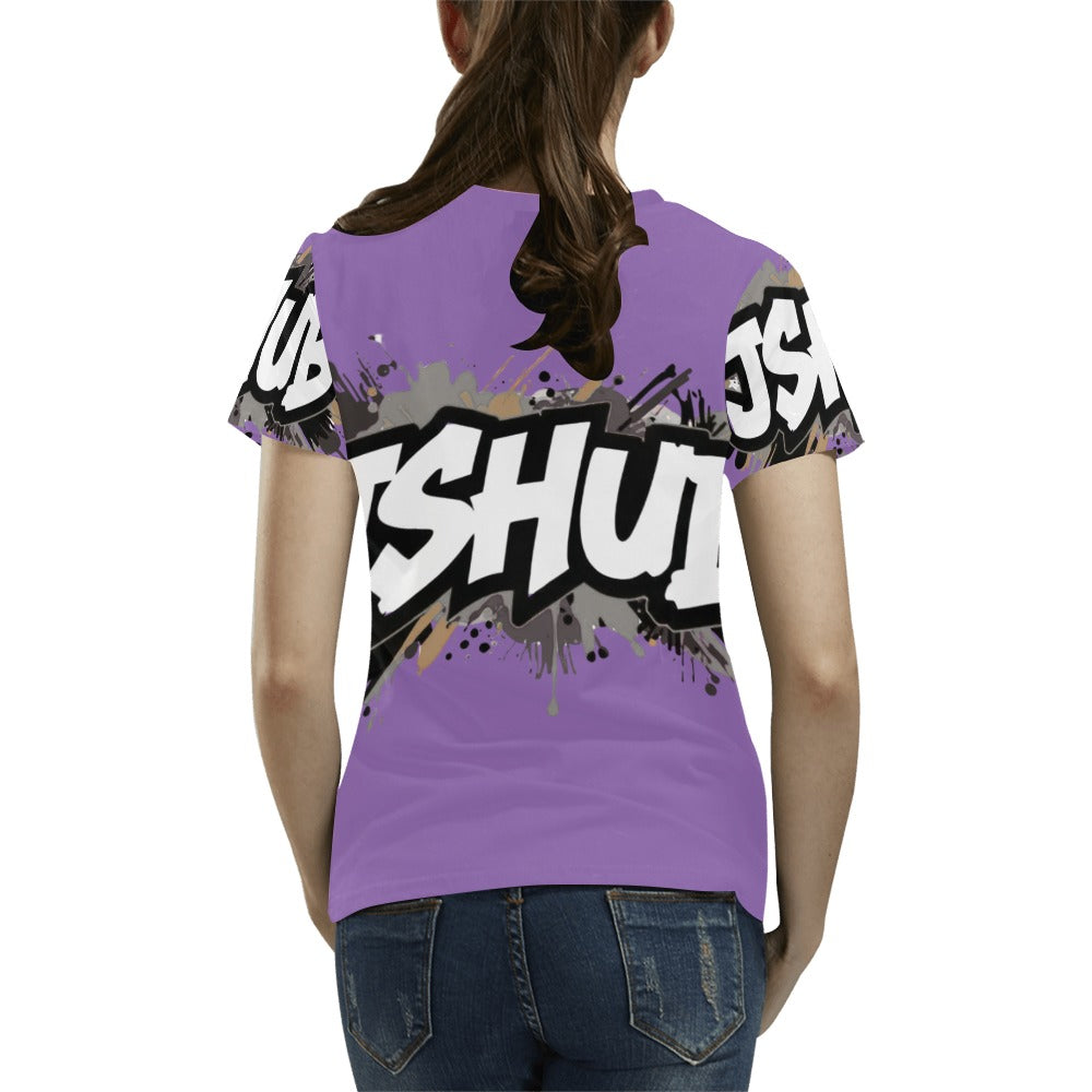 T-shirt Donna JSHub Urban Streetwear Graffiti Monochrome – Stampa All-Over
