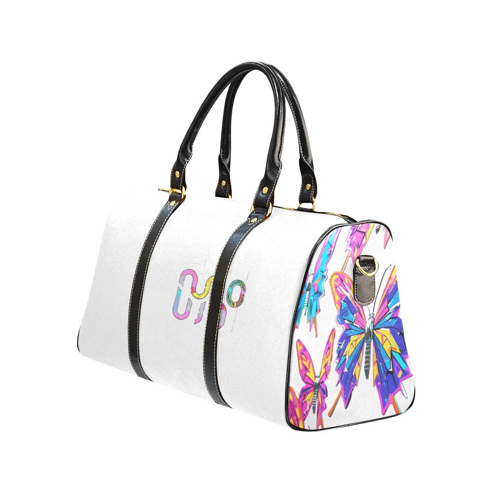 Borsa da viaggio “Wing of Noise” – Farfalle 3D e logo Concrete Echoes multicolor