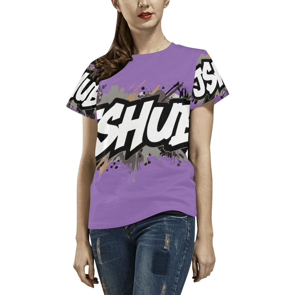 T-shirt Donna JSHub Urban Streetwear Graffiti Monochrome – Stampa All-Over