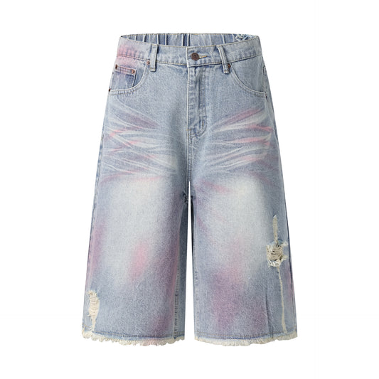 Bermuda “Fray District” denim 7/8 distressed