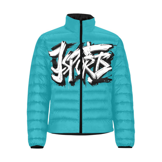 Giacca Bomber Uomo Collezione JSports K27 Skyline Ink JSHUB – Base Turchese con Stampa Bianca Contornata di Nero