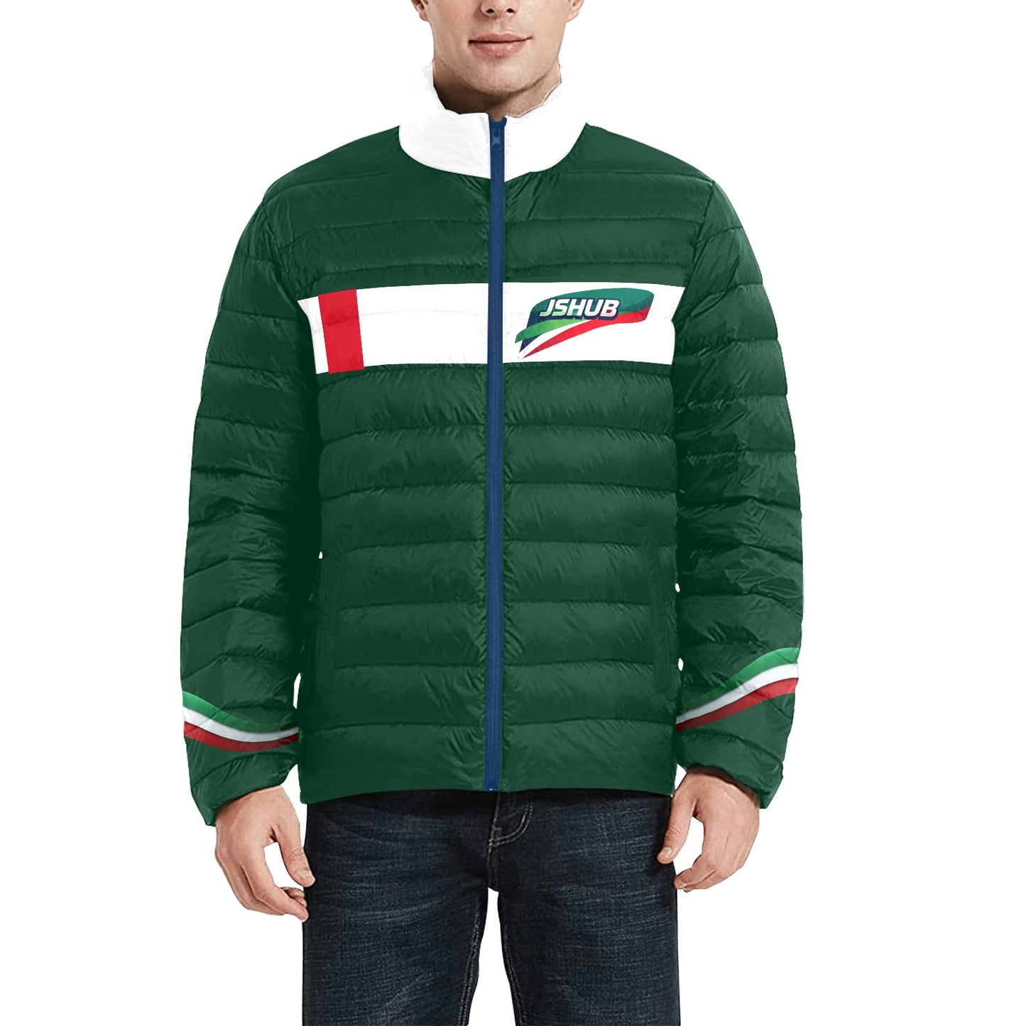 Piumino Bomber Italy Uomo Verde Scuro Inserti Tricolore JSHUB Winter Nation 2026