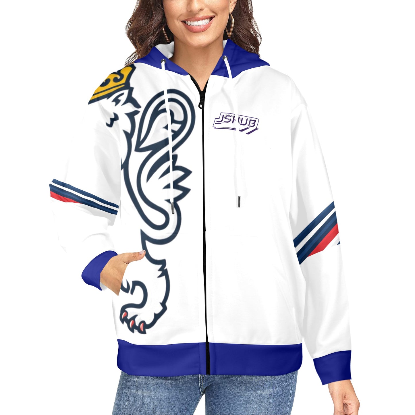 Felpa Donna Norway Tech Nordico Bianca Winter Nation 2026 JSHUB Zip Full