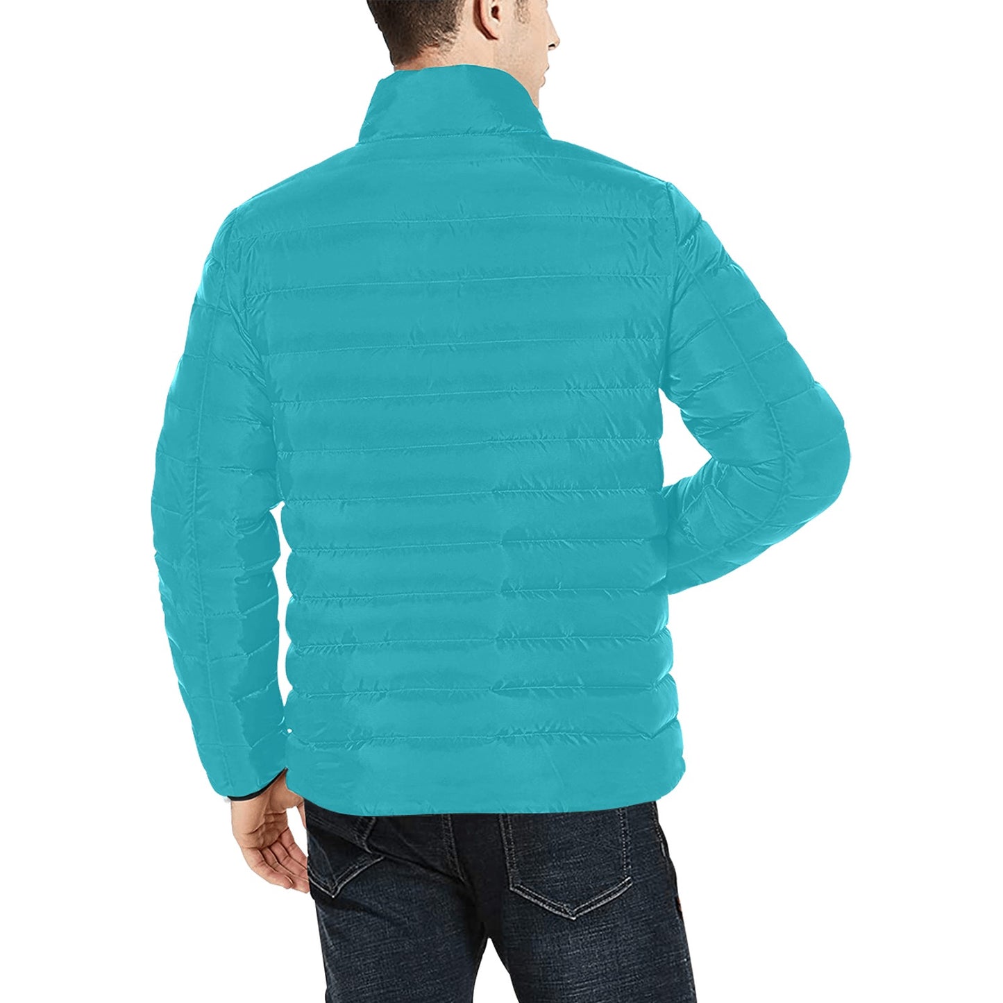 Giacca Bomber Uomo Collezione JSports K27 Skyline Ink JSHUB – Base Turchese con Stampa Bianca Contornata di Nero