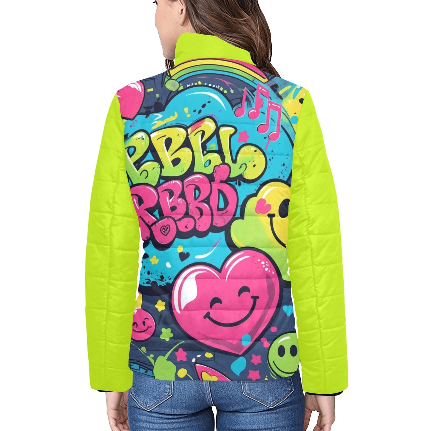 Giacca imbottita donna Viber City “Emotion Happiness” colletto rialzato multicolor