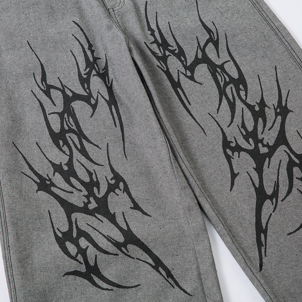 Jeans Street Design con Stampa Totem Thorns